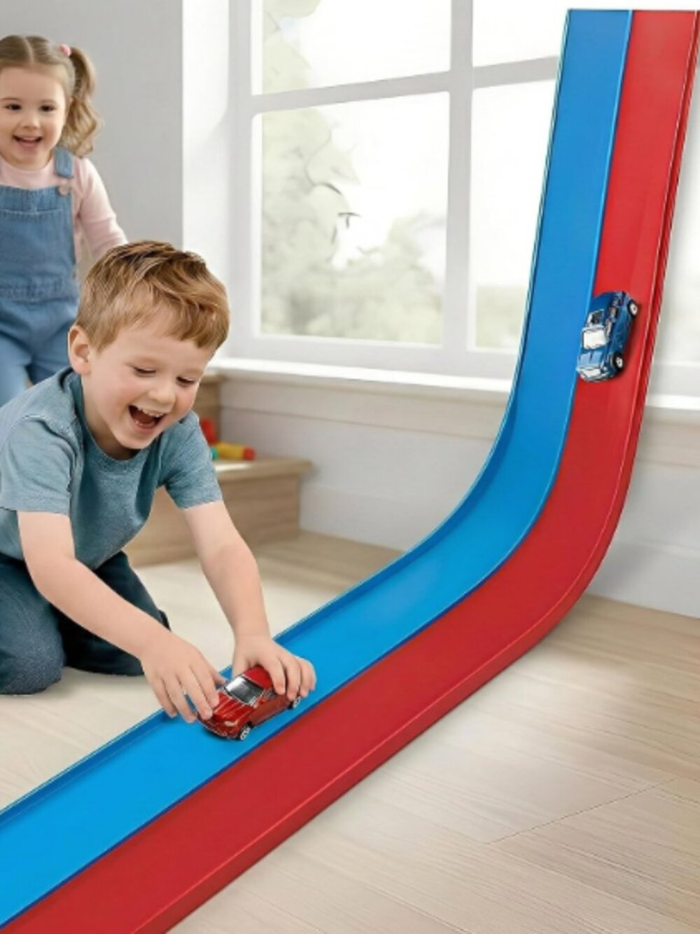 15 ft Flexible Race Car Track for Kids Toy-DIY Car Track Set for Rebound Cars